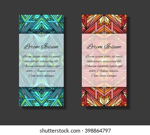 Set of templates with ethno pattern and place for text. Template for flyers, invitations  and your design