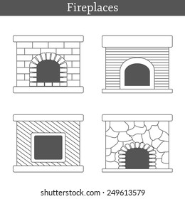 Set of templates with fireplaces for your design