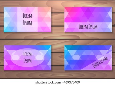 Set templates flyers, brochures, cards, invitations with polygonal background and place for text