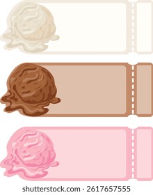 set of templates with food, namely with ice cream scoops of different colors and flavors