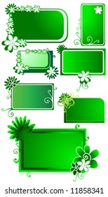 set of templates in green with floral elements