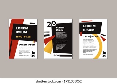 Set of templates for invitations, cards. In the style of avant-garde, geometric, Soviet, abstract, constructivism