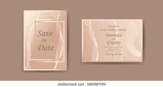 A set of templates for invitations, postcards, and covers. Vector image of wavy lines in soft pastel colors, eps