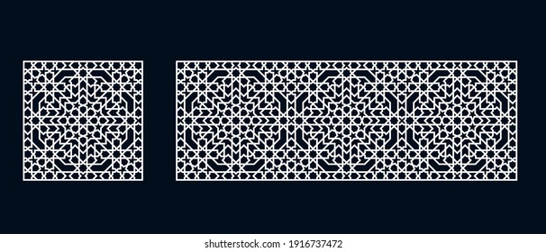 Set of templates of Islamic pattern for laser cutting or paper cut. Vector illustration.