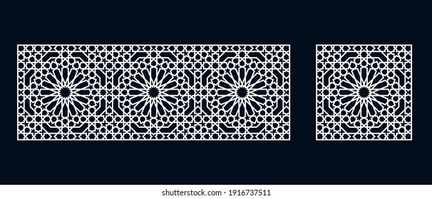 Set of templates of Islamic pattern for laser cutting or paper cut. Vector illustration.
