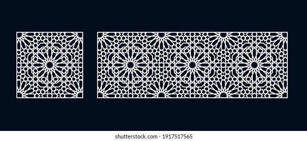 Set of templates of Islamic pattern for laser cutting or paper cut. Vector illustration.