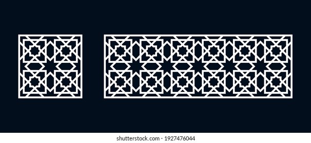 Set of templates Islamic pattern for laser cutting or paper cut. Vector illustration.
