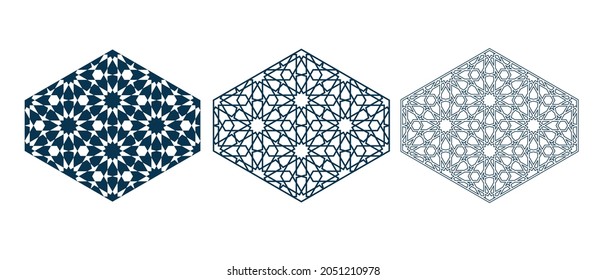 Set of templates Islamic pattern for laser cutting or paper cut for interior design. Vector illustration.
