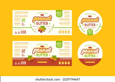 Set of templates label for peanut butter. Illustration with elements in handmade graphics