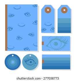 Set of templates and labels. Human eyes. Ukraine