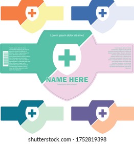 A set of templates for labels of hygiene or disinfectants. In two colors.