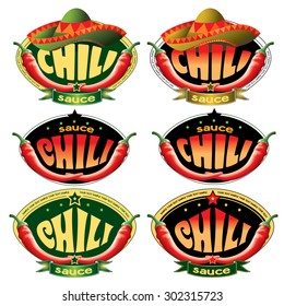 set of templates labels for sauce chili