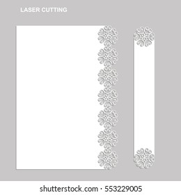Set of templates for laser cutting. White stencil floral borders in Eastern, Asian, Indian, tribal, romantic, retro style. Pattern A4.