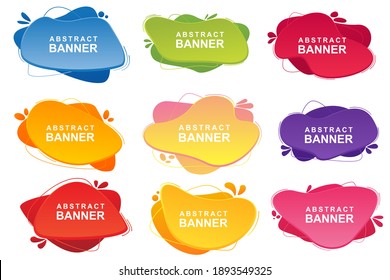 Set of templates for logo design, flyers or presentations isolated on white background. Colored graphic banners with flowing liquid shapes. Vector illustration