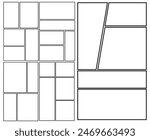 Set of templates for manga comic panels. Backgrounds for comics or manga. Comic or Manga background frames and panels, designed for use by mangaka or comic artists.