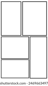 Conjunto de Plantillas para los paneles de cómic manga. Fondos para cómics o manga. Marcos y paneles de fondo de cómic o manga, diseñados para su uso por mangaka o artistas de cómic.
