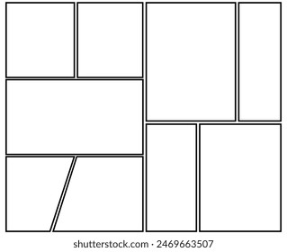 Set of templates for manga comic panels. Backgrounds for comics or manga. Comic or Manga background frames and panels, designed for use by mangaka or comic artists.