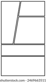 Set von Vorlagen für Manga Comic Panels. Hintergründe für Comics oder Mangas. Comic- oder Manga-Hintergrundbilder und -Panels, für die Verwendung durch Mangaka- oder Comiczeichner konzipiert.