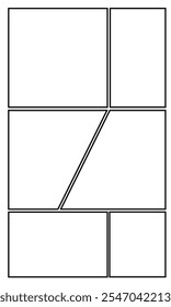 Set of templates for manga comic panels. Backgrounds for comics or manga. Comic or Manga background frames and panels, designed for use by mangaka or comic artists.