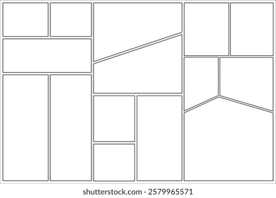 Set of templates for manga comic panels. Backgrounds for comics or manga. Comic or Manga background frames and panels, designed for use by mangaka or comic artists.