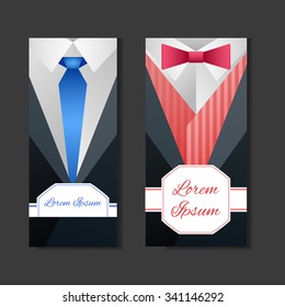 Set templates with men's suits and place for text for your business