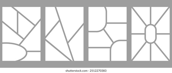 Set of templates minimalistic geometric photo frames. Mood board or photo image layout. Simple trendy geometric design. Vector illustration