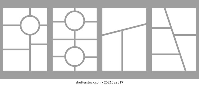 Set of templates minimalistic geometric photo frames. Mood board or photo image layout. Simple trendy geometric design. Vector illustration