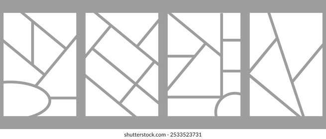 Set of templates minimalistic geometric photo frames. Mood board or photo image layout. Simple trendy geometric design. Vector illustration