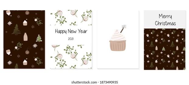 
conjunto de plantillas en un estilo moderno para el diseño de tarjetas de Año Nuevo. elementos vectoriales