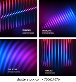 Set Templates for multipurpose presentation. Easy editable vector EPS10 layout. Design brochure advertising, blurred effect on purple blue background event party flyer, business card, web site element