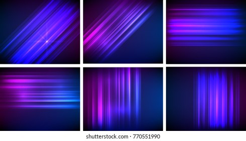 Set Templates for multipurpose presentation. Easy editable vector EPS10 layout. Design brochure advertising, blurred effect on purple blue background event party flyer, business card, web site element