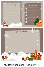 Set
templates of New Year planners.
Menu, to-do list, and letter to Santa.