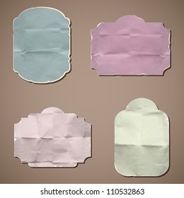 A set of templates of old crumpled paper. Vector  illustration. Eps10.