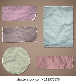 A set of templates of old crumpled paper. Vector  illustration. Eps10.