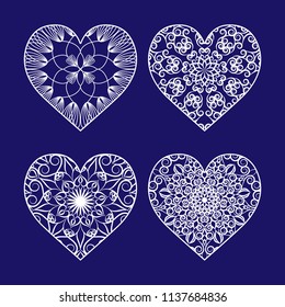 Set of templates of openwork hearts for laser or plotter cutting.