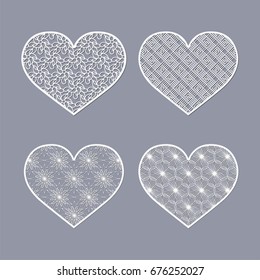 Set of templates of openwork hearts for laser or plotter cutting.