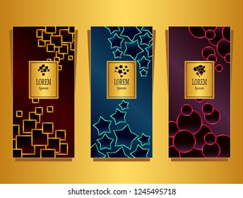 Set Templates for package from Luxury background made by geometric forms colorful  for cosmetic or perfume or for package of tea or for alcohol label or for brand book