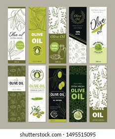 Set of templates packaging for olive oil bottles.  Vector illustration