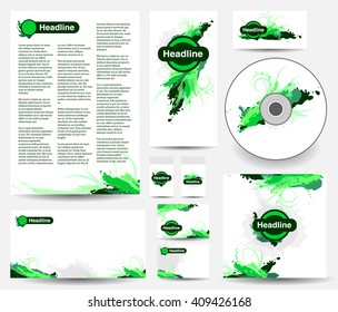 Set of Templates with Paint Splash. Abstract Rainbow Background for CD Cover, Envelope, Matchbox, Cards, Brochure, Posters and Placards. Design for banner. Vector. Isolated.