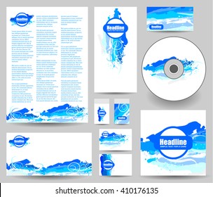 Set of Templates with Paint Splash. Abstract Rainbow Background for CD Cover, Envelope, Matchbox, Cards, Brochure, Posters and Placards. Design for banner. Vector. Isolated.