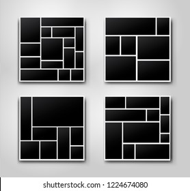Set of templates photo collage image frames for photo or Picture montage. For your design picture montage abstract. Vector illustration. Isolated on gray background.