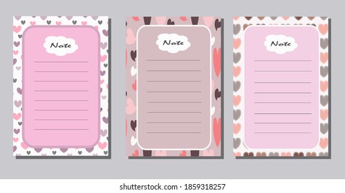 Un conjunto de plantillas para planear, escribir notas. Ilustración vectorial. Para cuadernos, cuadernos de esbozo, notas de recortes y notas memo, planificadores y diarios.