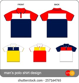 Set Of Templates  Polo Shirts For Men.