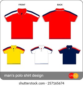 Set Of Templates  Polo Shirts For Men.