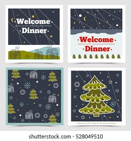 set of templates for postcards and greetings for the New Year and Christmas holidays