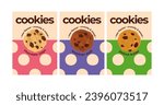Set of templates posters with illustrated cookies for bakeries, cafe, shops, banners, flyers, confectioners. Vector illustration of 3 A4 vertical posters