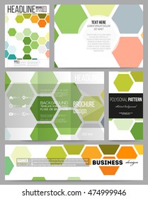Set of templates for presentation, brochure, flyer or booklet. Abstract colorful business background, modern stylish hexagonal vector texture