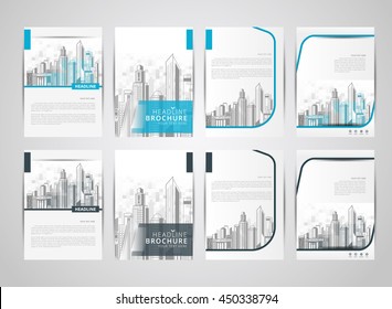 Set Templates For Presentation Slides. Annual Report Brochure Flyer Design Vector, Leaflet Cover Presentation Of Building Background, Layout In A4 Size.