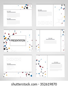 set templates for presentation slides. Graphic design of molecule structure