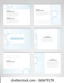 set templates for presentation slides. Graphic design of molecule structure